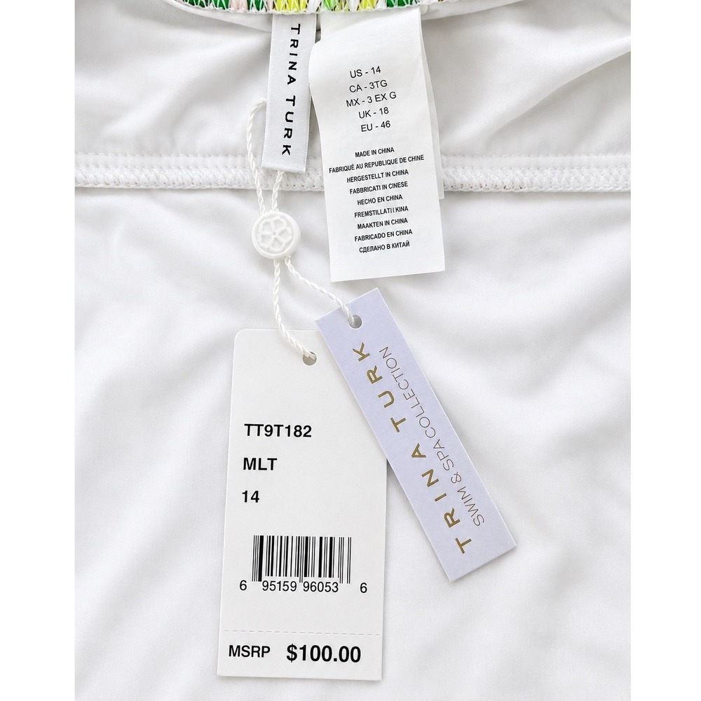 Trina Turk It's Bananas Tankini Bikini Set Tropical Palm Leaf NWT Size 14 - Picture 4 of 4